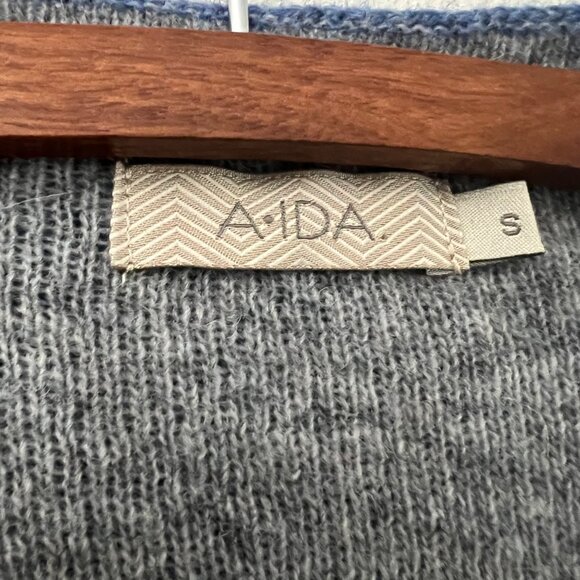 A.Ida Blue Colorblock Made in Italy Wool One Button Long Cardigan Womens Small - Picture 6 of 6